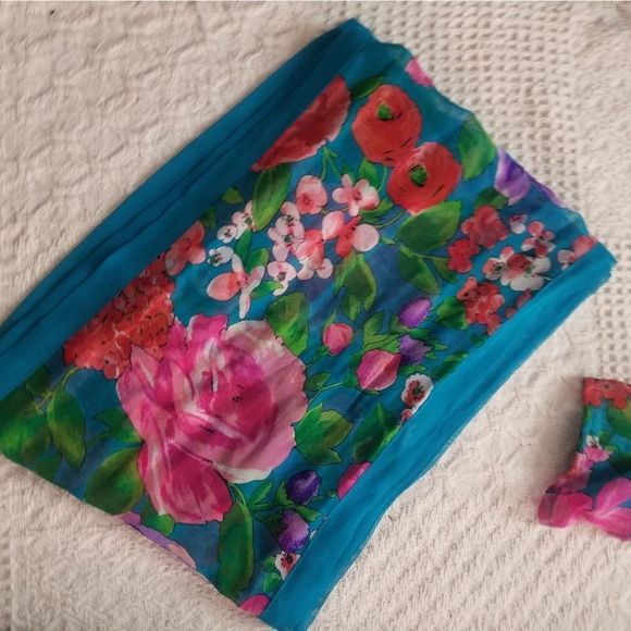 Rare Vintage 80's Diane Freis 100% Silk Floral Flowy Jumpsuit w/ Matching Scarf - Picture 11 of 11